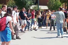 OAC evangelist preaching on campus in Virginia