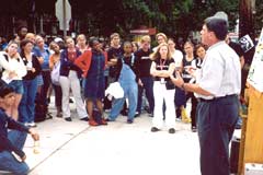 OAC evangelist preaching to crowd at Temple University